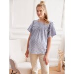 Blouse de grossesse carreaux vichy bleu gris