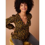 Blouse de grossesse imprimé fleurs détails irisés anthracite Blouse de grossesse imprimé fleurs détails irisés anthracite