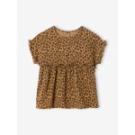 Blouse imprimée en gaze de coton fille beige Blouse imprimée en gaze de coton fille beige