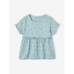 Blouse imprimée en gaze de coton fille bleu grisé Blouse imprimée en gaze de coton fille bleu grisé