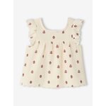 Blouse imprim�e sans manche �cru