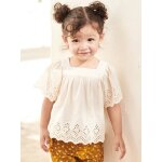 Blouse manches courtes b�b� en broderie anglaise �cru