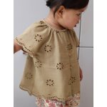 Blouse manches courtes broderie anglaise kaki