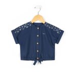 Blouse manches courtes fille marine