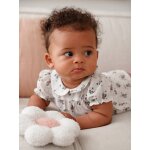 Blouse manches courtes naissance fleurie cru