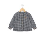 Blouse manches longues 100% coton fille carreaux