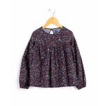 Blouse manches longues 100% coton fille imprime rouge