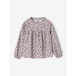 Blouse motifs fleurs fille cru
