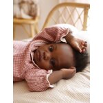 Blouse naissance en flanelle vichy avec col volant cru
