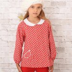 Blouse de no�l � col claudine rouge blanc