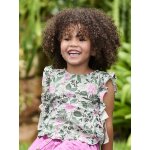Blouse plastron en gaze imprime fille vert sauge