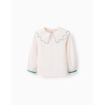 Blouse en popeline avec dtails brods orange clair
