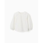 Blouse en popeline � manches longues et plis blanc