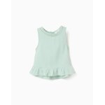 Blouse sans manches en coton et lin vert clair
