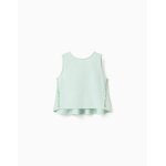 Blouse sans manches en coton et lin avec volants vert clair