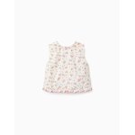 Blouse sans manches en coton avec motif floral beige clair