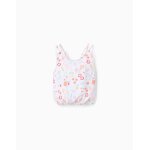 Blouse sans manches en coton avec motif de plage blanc