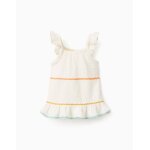 Blouse sans manches en coton avec volants beige clair