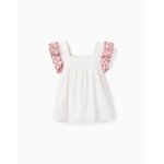 Blouse sans manches en lin et coton � volants beige clair