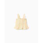 Blouse sans manches � rayures et �lastique jaune clair
