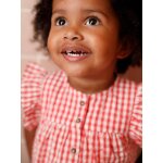 Blouse en seersucker vichy b�b� manches courtes � volant carreaux rouge