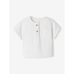 Blouse tunisienne en gaze de coton naissance personnalisable cru