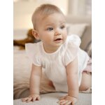 Blouse unie naissance manches courtes volant�es �cru