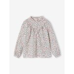 Blouse victorienne motifs fleurs fille cru