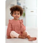Blouse à volants bébé en gaze de coton vieux rose Blouse à volants bébé en gaze de coton vieux rose
