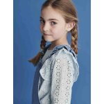 Blouse à volants en broderie anglaise fille bleu ciel Blouse à volants en broderie anglaise fille bleu ciel