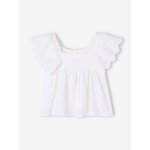 Blouse � volants gaze de coton �cru
