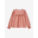 Blouse  volant en gaze de coton fille blush