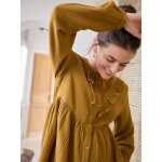 Blouse à volant en gaze de coton grossesse et allaitement olive Blouse à volant en gaze de coton grossesse et allaitement olive