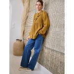 Blouse  volant en gaze de coton grossesse et allaitement olive