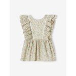 Blouse à volants imprimée fleurs cérémonie fille vanille Blouse à volants imprimée fleurs cérémonie fille vanille