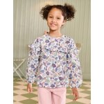 Blouse à volants imprimée fleurs fille blanc imprimé Blouse à volants imprimée fleurs fille blanc imprimé