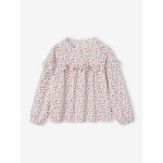 Blouse à volants imprimée fleurs fille écru Blouse à volants imprimée fleurs fille écru