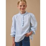 Blouse � volants rayure bleue