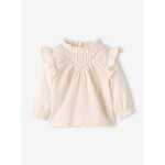 Blouse volante bb en tissu flamm beige clair