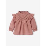 Blouse volante bb en tissu flamm vieux rose