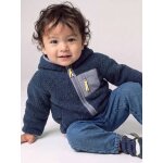 Blouson b�b� gar�on sherpa � capuche zipp� bleu
