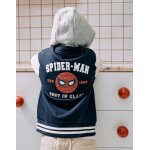 Blouson bomber en coton peign� � capuche spider - man bleu fonc�
