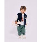 Blouson bomber en coton peign� avec imprim� bleu fonc�
