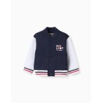 Blouson bomber en coton polyester peigné bleu foncé Blouson bomber en coton polyester peigné bleu foncé