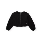 Blouson bomber fille en maille avec d�tail floral noir
