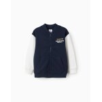 Blouson bomber avec imprim� sur la poitrine bleu fonc�