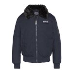 Blouson col amovible en fausse fourrure marine