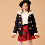 Blouson fille noir � capuche doubl� imitation mouton jude noir beige