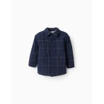 Blouson en flanelle avec doublure en sherpa bleu foncé Blouson en flanelle avec doublure en sherpa bleu foncé