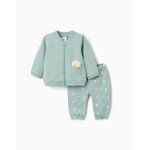 Blouson et pantalon en coton � motif vert clair